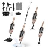 Steam Mop - All-in-one Powerful Handheld Steam Cleaner Detachable Floor Steamer with 11 Accessories, MultiPurpose Steamer for Hardwood Floors, Clothes,Windows,Tiles,Carpet, Whole Home Use, Rose Gold