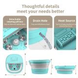 Collapasible Foot Spa Bath Massager with Heat, Pedicure Foot Spa with Bubbles/Timer/Temperature Control, Feet Soak Tub for Home, Office, Relaxation and Stress Relief, Gift for Men and Women (Blue)
