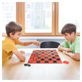 HI-Q Checkers & Tic-Tac-Toe Board Game for Kids: Unleash The Fun with Interlocking Pieces & Quality Game Board with Foldable Design