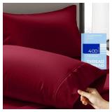 THREAD SPREAD 100% Cotton Pillowcases Standard/Queen Size Set of 2-400 Thread Count Cotton Pillowcases, Ultra Soft Cool Sateen Weave Pillow Cases for Sleeping, Set of 2 Pillow Covers (Burgundy)