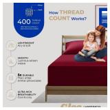 THREAD SPREAD 100% Cotton Pillowcases Standard/Queen Size Set of 2-400 Thread Count Cotton Pillowcases, Ultra Soft Cool Sateen Weave Pillow Cases for Sleeping, Set of 2 Pillow Covers (Burgundy)