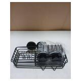 LEVERLOC Shower Caddy Suction Cup, 3 Pack Heavy Duty Bathroom Organizer for Inside Shower with Hooks & Soap Holder, Removable Bathroom Organizer, Rustproof Black Holder Storage