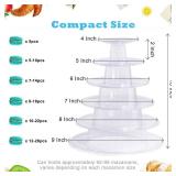 6 Tiers Round Macaron Tower Stand Plastic Transparent Cake Stand Macaron Display Rack Desserts Cupcake Holder Platter for Baby Shower, Birthday Party, Wedding, Party Decor