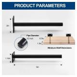8 Pcs 6" Black Solid Steel Floating Shelf Bracket Blind Shelf Supports - Hidden Brackets for Floating Wood Shelves - Concealed Blind Shelf Support Screws and Wall Plugs Included