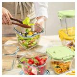 Glass Soup Containers with lids 4 Cup, 32 oz Glass Storage Containers, Tall Borosilicate Glass Food Storage Containers for Lunch, Ice Cream, Travel and Deli, Soup Freezer Safe Containers with Lids