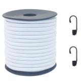 ZHFLMY 6mm White Bungee Cord 1/4in 50ft Thick White Elastic Cord for Sewing Stretchy Nylon Rope String Kayak Tie Down Straps Tent Elastic Cord Replacement for Crafts-Clothing-Outdoor Supplies