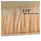 duduta Beige Faux Sheepskin Runner Rugs 2x6 ft, Fluffy Shag Bedroom Rug Fur Sofa Couch Covers Washable