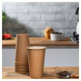 GUSTO [100 Count Kraft Disposable Paper Cups, Hot Coffee Cups Brown Unbleached - Eco-Friendly Cups (16 oz. - Kraft)