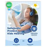 iClever BTH12 Kids Bluetooth Headphones,Colorful LED Lights Kids Headphones Wireless,74/85dBA Safe Volume,85H Playtime,Fast Charging,Bluetooth 5.2,Over Ear,Built-in Mic for iPad/Tablet/Airplane,Blue