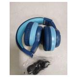 iClever BTH12 Kids Bluetooth Headphones,Colorful LED Lights Kids Headphones Wireless,74/85dBA Safe Volume,85H Playtime,Fast Charging,Bluetooth 5.2,Over Ear,Built-in Mic for iPad/Tablet/Airplane,Blue