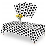 Smilelife 4 Pack Soccer Tablecloth Disposable Sports Ball Party Table Covers for Soccer Birthday Decorations Party Supplies 54" x 108"