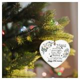 ignytiger 25th Anniversary Ornament, 25 Year Anniversary Wedding Gifts for Couples Him Her Wife Husband, 25 Year of Marriage Ceramic Christmas Xmas Ornament Heart Keepsake Decorations