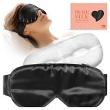 LitBear Weighted Silk Sleep Mask 4.9 oz (140g), Mulberry Silk Sleeping Mask with Detachable Insert, Women Men Pressure Relief Night Light Blocking Eye Mask with Adjustable Strap, for Relax Deep Sleep