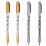 Dyvicl Metallic Markers Pens - Silver and Gold Paint Pens for Black Paper, Glass, Rock Painting, Halloween Pumpkin, Card Making, Scrapbook Album, Christmas DIY Art Craft Kids, Set of 4