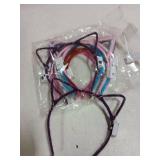 REQO 10 Pieces Cat Ears Headbands Set,LED Cute Cat Light Up Head Accessories,Glowing Girls Headdress Party Supplies For Night Clubs, Raves, Concert Party,Christmas,Halloween,Adults,Kids (10pcs-A)