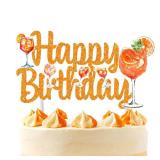 Margarita Birthday Party Decoration 1pcs Orange Citrus Cocktail Birthday Party Cake Topper Aperol Spritz Bar Theme Cake Decoration for Cocktail Bachelorette Party Bridal Shower Wedding Supplies