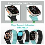 HITZEE Double Sided Reversible Magnetic Band Compatible with Apple Watch Band 49/46(S10)/45/44/42, Soft Silicone Magnetic Band for iWatch Ultra 3/2/1 SE3-1 Series 11 10 9 8 7 6-1, Lake blue/Black