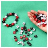 Ferreve 90 Piece Acrylic Dice Beads 10mm Dice Beads Bulk, Casino Party Games Vegas Birthday Party Supplies, Jewelry Making, Bracelet Necklaces Lanyard DIY Handicrafts(Red, Black, White)
