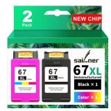 SAILNER 67XL HP Printer Ink, Replacement for HP Ink 67 for HP 67 Ink cartridges Color  Pack, Compatible with DeskJet 2755e 2855e 2700e 4155e 2734e 2827e 4100e Envy 6055 6455e Printer 67XL (1 Color Onl