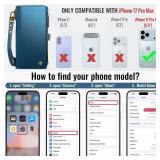 Defencase for iPhone 17 Pro Max Case Wallet with RFID Blocking Card Holder for Women and Men, Fashion PU Leather Magnetic Snap Flip Zipper Strap Wallet Phone Case for iPhone 17 Pro Max 6.9", Dark Blue
