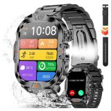 BRUBOSES Smart Watch for Men Military Answer/Make Call 2.01 Display 170+ Sports Modes Fitness Smart Watch IP68 Waterproof 30 Days Standby Smartwatch for Android iOS Black (2 Straps)