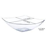 PLASTICPRO Disposable 32 ounce Square Serving Bowls, Party Snack or Salad Bowl, Medium, Plastic Crystal Clear Pack of 4
