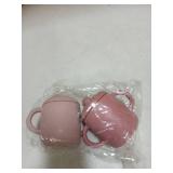 Nothomme Silicone Baby Drinking Cups, Silicone Sippy Cups for 6-12 Months Toddlers - Pack of 2 Food Grade Silicone Traning Cups with Lids Grip Handle for Baby Led Weaning, 6 oz (Blush/Mauve)