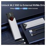 SSK M.2 NVME SATA SSD Enclosure Adapter, USB 3.2 Gen 2 (10 Gbps) to NVME PCI-E SATA M-Key/(B+M) Key Solid State Drive External Enclosure Aluminum Support UASP Trim for SSDs 2242/2260/2280