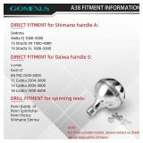 GOMEXUS Power Knob Compatible for Shimano Stradic FL, Daiwa Exist LT, 10 15 Saltiga 3500-4000, Daiwa Procyon AL LT, Saltiga Bay, 41mm Silver Black