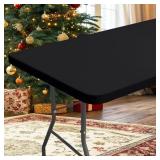 homing Rectangle Table Cloth Cover, Waterproof Polyester Elastic Fitted Tablecloth, Fits for 6 Foot Folding Tables, Washable Table Protector for Picnic, Camping, Outdoor (Black, 36" x 72")