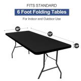 homing Rectangle Table Cloth Cover, Waterproof Polyester Elastic Fitted Tablecloth, Fits for 6 Foot Folding Tables, Washable Table Protector for Picnic, Camping, Outdoor (Black, 36" x 72")