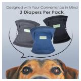 Wegreeco Washable Male Dog Belly Band (Stylish Pattern) - Pack of 3 - Washable Male Dog Belly Wrap, Dog Diapers Male (Black, Charcoal, Navy, Large)