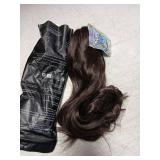 FESHFEN Ponytail Extensions, Long Claw Clip in Ponytail Hairpiece Synthetic Pony Tails Hair Piece Natural Wavy Hairpieces for Women, 20 inch Dark Brown