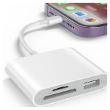 SZHAIYIJIN SD Card Reader for iPhone, Memory Card Reader with USB Camera Adapter Plug and Play Trail Game Camera Viewer Supports SD and TF Card MicroSD Card Adapter for iPad No App Required