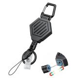 Uniclife Heavy Duty Retractable Keychain with Magnetic Closure Tactical ID Badge Holder Reel for up to 16 oz Magnetic Carabiner Clip Badge Reel with 31" Dyneema Cord Retractable Lanyard and Key Ring