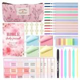 JMUQ 43Pcs Bible Study Kit - Bible Study Supplie Journaling Kit with12 Highlighters,90 Bibles Labels, Bibles Accessories Set, for Women Christian Gifts