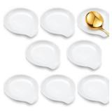 Irenare 8 Pcs Ceramic Spoon Rest for Stove Top 3.74 x 3.54 Inch Porcelain Spoon Holder Utensil Rest Dishwasher Safe Cradle for Home Kitchen Accessories (White)