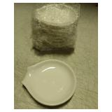 Irenare 8 Pcs Ceramic Spoon Rest for Stove Top 3.74 x 3.54 Inch Porcelain Spoon Holder Utensil Rest Dishwasher Safe Cradle for Home Kitchen Accessories (White)