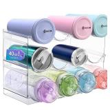 Homecor Water Bottle Organizer, Large Compartment Stackable Kitchen Pantry Organization and Storage Rack, Plastic Water Bottle Holder for Kitchen Cabinet Organizer and Storage (12-Bottle)