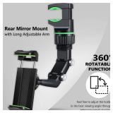 PKYAA Rearview Mirror Phone Mount Holder for Car, 360° Rotating , Multifunctional Mount Phone and GPS Holder Universal Car Phone Holder for All Smartphones