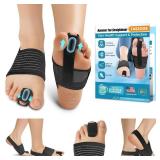 TASZOOS Hammer Toe Straightener - Hammer Toe Corrector for Women & Men - Non-Slip Toe Splint Relief for Hammer, Curled, Crooked, Broken Support (1 Compression Foot Wrap & 1 Strap)
