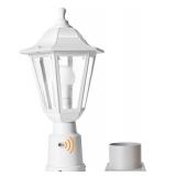 FUDESY Dusk to Dawn Outdoor Post Light, White Modern Exterior Post Lantern with Pier Mount Base, Plastic Waterproof Lamp Light Fixture for Garden Yard Patio Pathway, LED Bulb Included