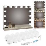SICCOO Makeup Vanity Lights for Mirror, Hollywood Style LED Vanity Mirror Lights with 14 dimmable Bulbs, USB Cable, White