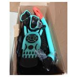 CTSAYTL Snorkeling Gear for Kids Ages 3-14, 4 in 1 Mask Fins Snorkel Set with Panoramic View Anti Fog Mask, Dry Top Snorkel, Trek Fins and Travel Bag, Kids Snorkel Set for Snorkeling Swimming