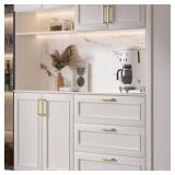 Goldenwarm Brushed Brass Drawer Pulls Kitchen Cabinet Door Handle- LSJ12GD96 Gold Cabinet Pulls Modern Square Drawer Dresser Knobs Furniture Hardware Cupboard Pulls 3-3/4 inch Hole Center 30 Pack