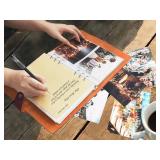 Adeerus Genuine Leather Photo Album, 4x6 for 300 Photos, with 40 Writing Paper, Bookshelf Scrapbook for Travel Family Wedding Kids Graduation Baby Pictures, Wine Brown