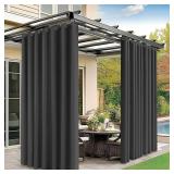 M METERXITY Outdoor Curtains for Patio Waterproof, 110W x 120L Inch Heavy Gazebo Curtains for Outdoor Patio, Porch, Sunlight, Outdoor Blackout Curtains [Charcoal, Grommet Top]