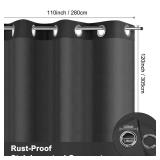 M METERXITY Outdoor Curtains for Patio Waterproof, 110W x 120L Inch Heavy Gazebo Curtains for Outdoor Patio, Porch, Sunlight, Outdoor Blackout Curtains [Charcoal, Grommet Top]