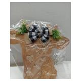 FACTORY SEALED - Cow Head Door Wreath Sign Welcome Front Door Hanger Farmhouse Spring Calf Front Porch Decor Cow Gifts Buffalo Plaid Bow Artificial Leaves Welcome Home Decorations for Restaurant Wall,