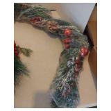 FACTORY SEALED - 6ft Artificial Pine Christmas Garland with Red Ornaments